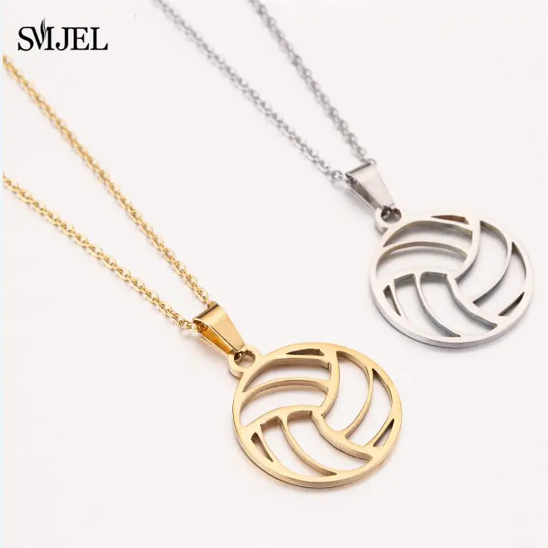 SMJEL Korean Style Stainless Steel Necklace Women Fashion Basketball Puzzle Key Feather Best Friend Choker Gif | Украшения и