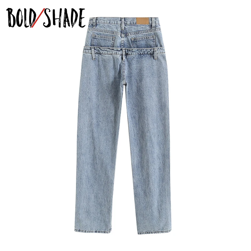 

Bold Shade Grunge Boy Friend Jeans High Waist Vintage Street Fashion Women Indie Solid Split Straight Denim Style Jeans Spring