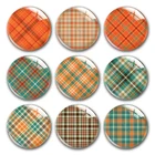 Стеклянные кабошоны ручной работы с изображением буйвола в клетку оранжевого осеннего и осеннего цвета с плоским основанием, фурнитура для изготовления ювелирных изделий своими руками