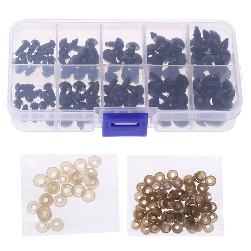 

100pcs/Box Black 6-12mm Plastic Craft Safety Eyes for Teddy Bear Stuffed Doll Animal Amigurumi DIY Accessories