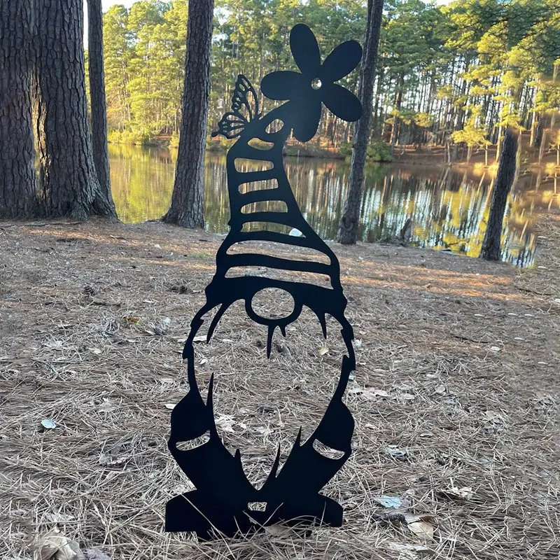 

Metal Iron Branch Gnomes Cute Standing for Home Outdoor Decor Garden