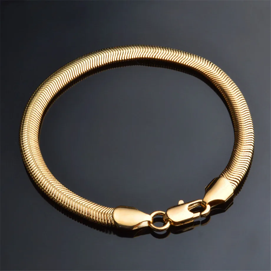 Купи Punk Bracelet Wholesale Braclet 21mm Gold Color Stainless Steel Snake Chain Link Bracelet Women Men Jewelry pulsera hombre 2021 за 205 рублей в магазине AliExpress