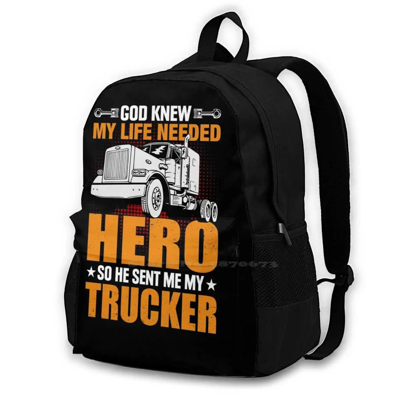 

My Life Needed Hero - Trucker Wife New Arrivals Satchel Schoolbag Bags Backpack Truck Driver Wife Make Them Trucker Truck