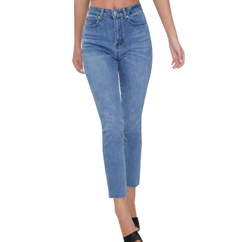 Retro Women Clothing Jeans Washed Jeans High Waist Stretch Cotton Pencil Pants Mom Jeans Female Clothing