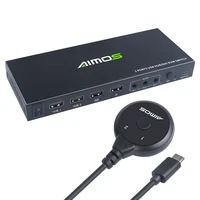 aimos 2 in 1 out dvi kvm switch dual displays support 1920120060hz2 usb2 0 hubmouse keyboard sharingaudio in out black