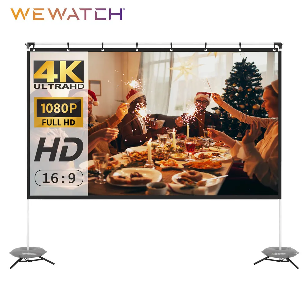 Экран для проектора WEWATCH PS1 100 дюйма с подставкой экран 16:9 4K HD фронтальной проекции