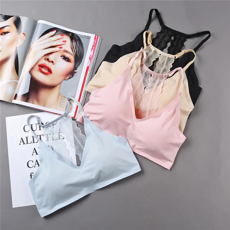 Женский кружевной бюстгальтер топ без косточек мягкий сексуальное нижнее белье