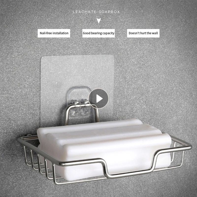 

Stainless Steel Soap Dish Bathroom Storage Soap Rack Plate Box Container Wall Storage Rack Holder Soap Box Bathroom Products