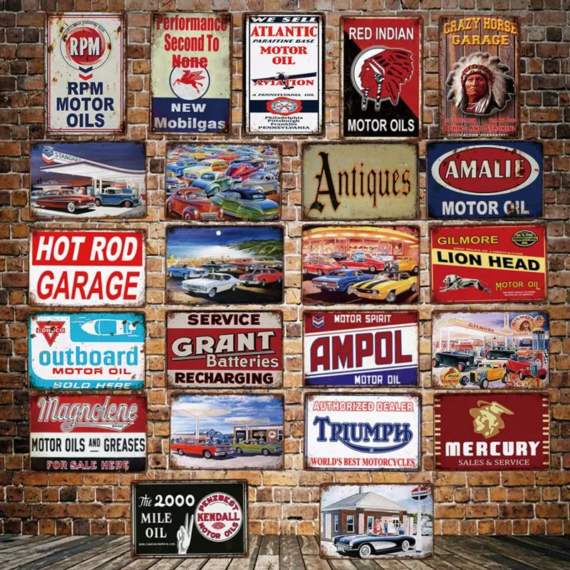 [DecorMan] об/мин мотор масло горячий стержень Ampol гаражная настенная табличка