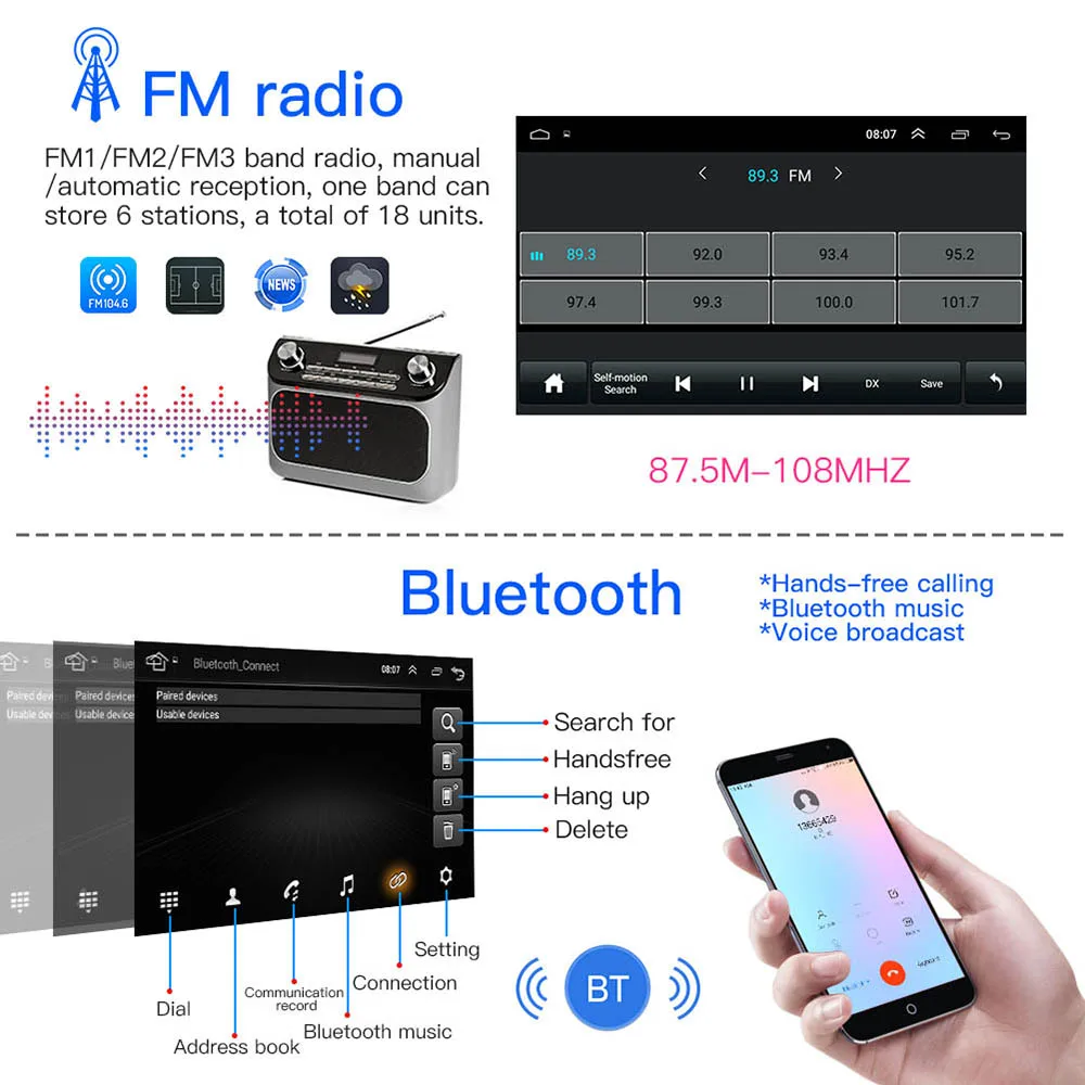 Podofo 2din Android 8 1 автомобильный радиоприемник wifi gps навигация Авторадио Стерео Аудио