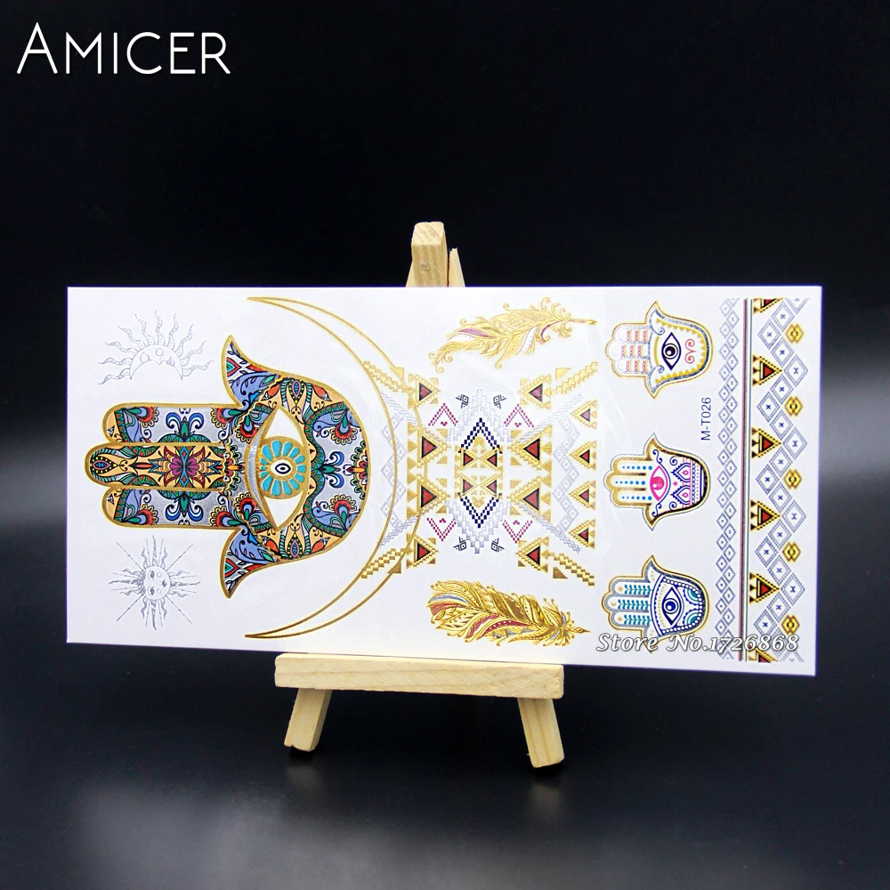 Временные татуировки для боди арта золотые металлические тату на руку рукава