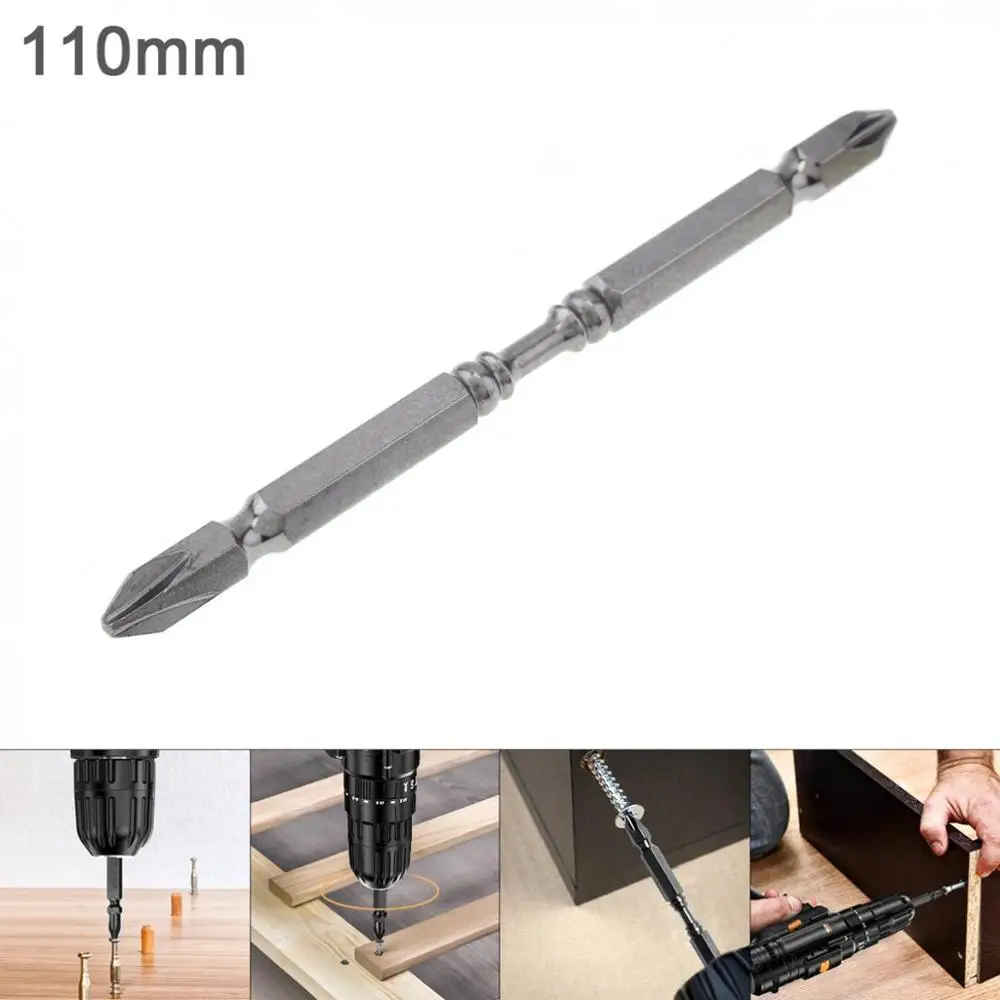 Набор бит для Отвертки Phillips 110 мм PH2 с двойной головкой магнитные биты 1/4 дюйма