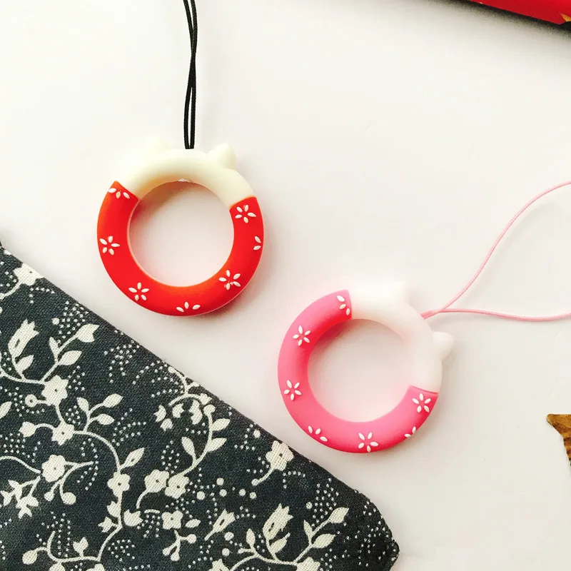 Каваи силиконовый Кот ремешок для ключей мобильный телефон шарм ремни iPhone Samsung