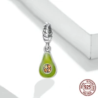 avocado charm pendant with cz stones 925 sterling silver fruit jewelry fit women diy bracelet gift for friends mom