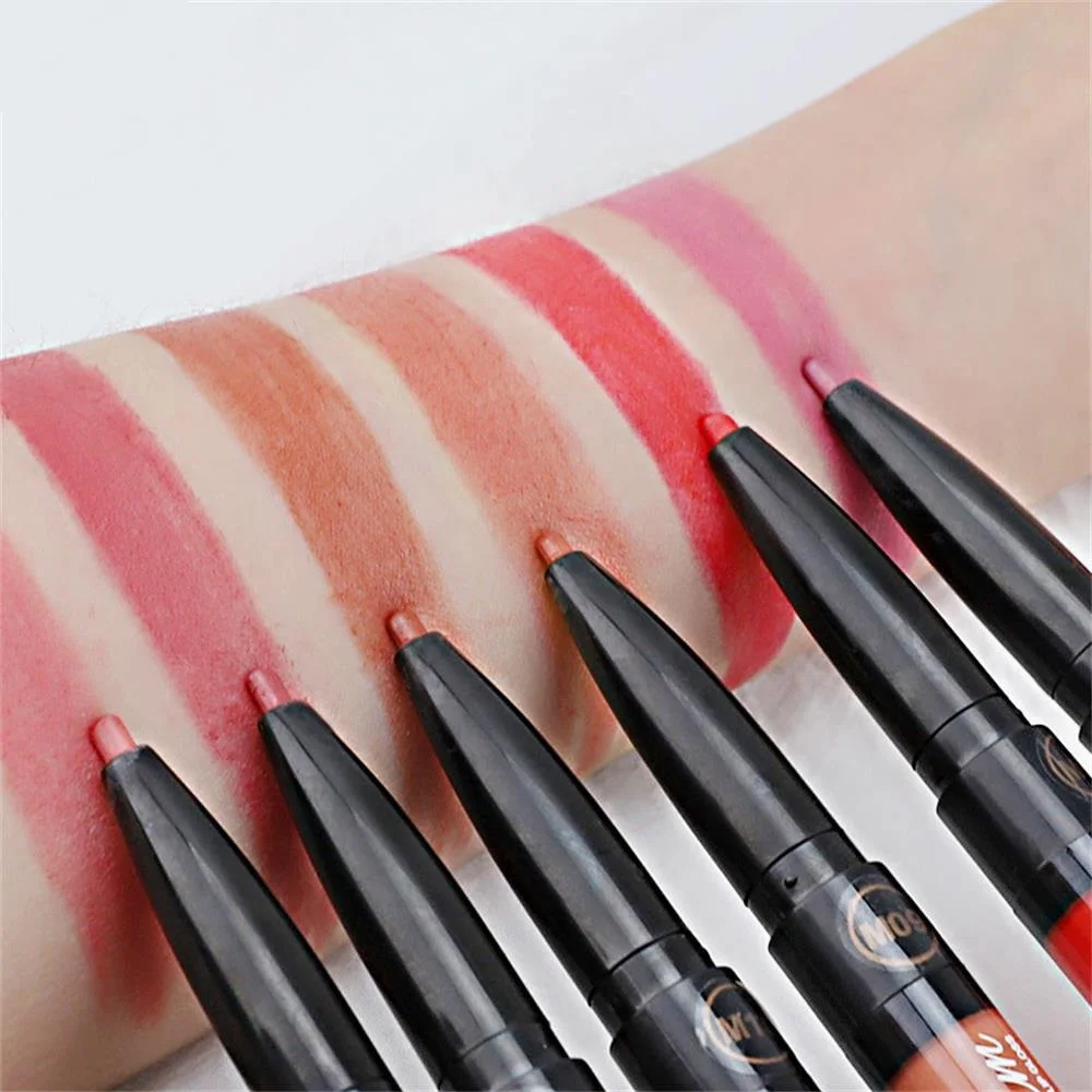 Двухсторонний блеск для губ 2 в 1 14 цветов лайнер-карандаш водостойкий стойкий