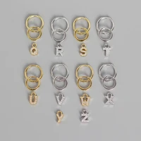 hot sale s925 silver color earrings 26 english alphabet earrings inlaid with zircon wild temperament ladies fashion jewelry