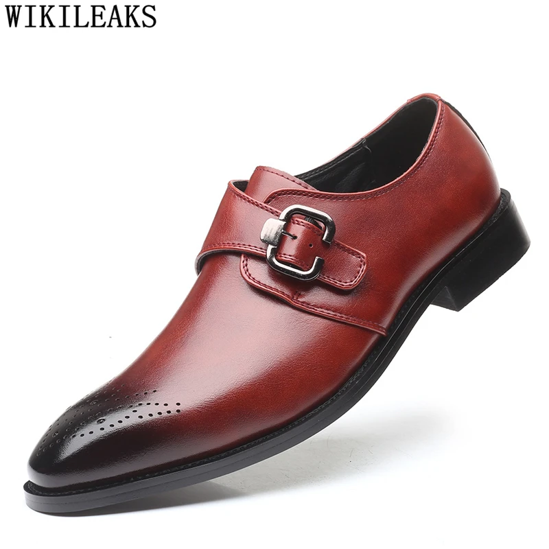 

Monk Strap Shoes for Men Formal Italian Dress Brogue Shoes Men Classic Fashion Brand Men Shoes Leather Black Dress Buty Meskie