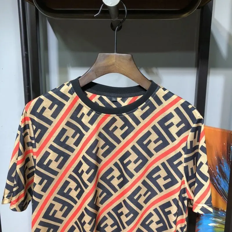 

2021 New High-quality Summer Full-print Stripe Men's Short-sleeved Loose Casual T-shirt with Round Neck