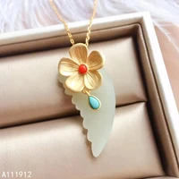 kjjeaxcm fine jewelry natural white jade 925 sterling silver new women gemstone pendant necklace chain party birthday gift marry