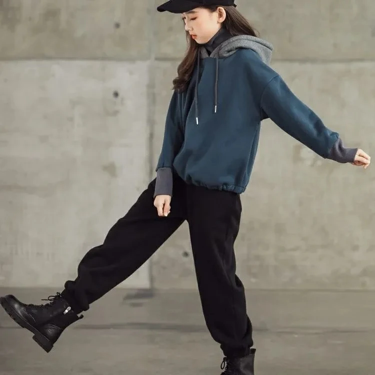 Комплект одежды для девочек-подростков толстовка с капюшоном + штаны спортивный