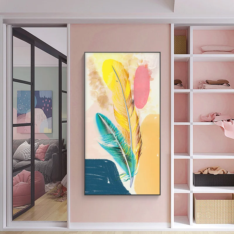 

Modern Abstract Colorful Feather Canvas Art Paintings For Living Room Bedroom Posters And Prints Wall Poster Affiche Home Decor