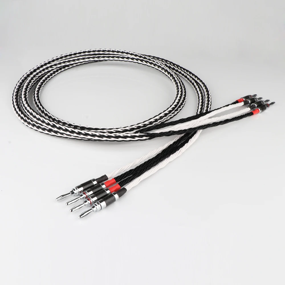 

Pair 8TC Audiophile hifi Speaker Cable ,2.5m DIY with carbon fiber banana plug loudspeaker cable