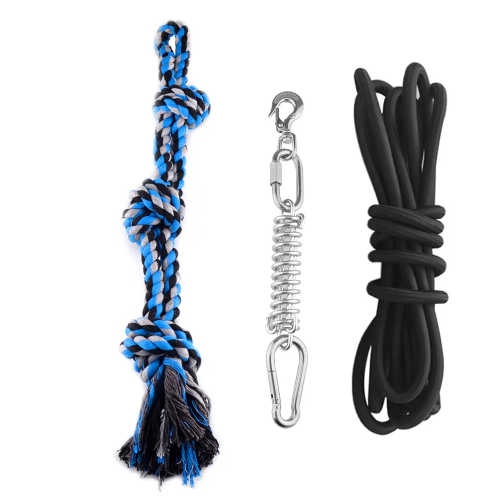 

Pet Durable Stainless Steel Spring Pole Dog Rope Toys Hanging Exercise Rope with 5M Black Ropes