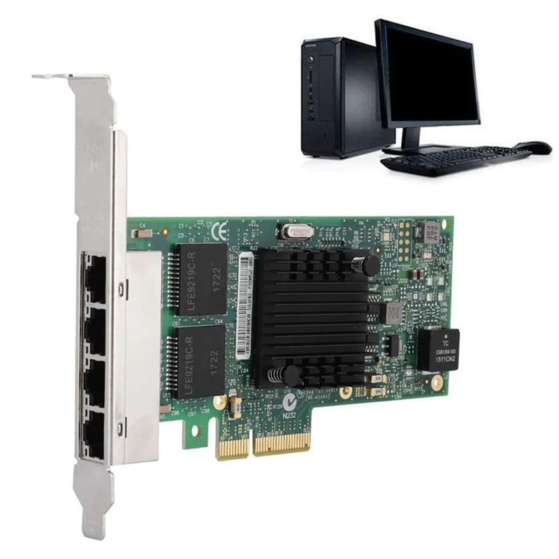 I350-T4V2 4-Port Gigabit Ethernet PCI-Express X4 Use for  I350AM4 Server Adapter Network Card