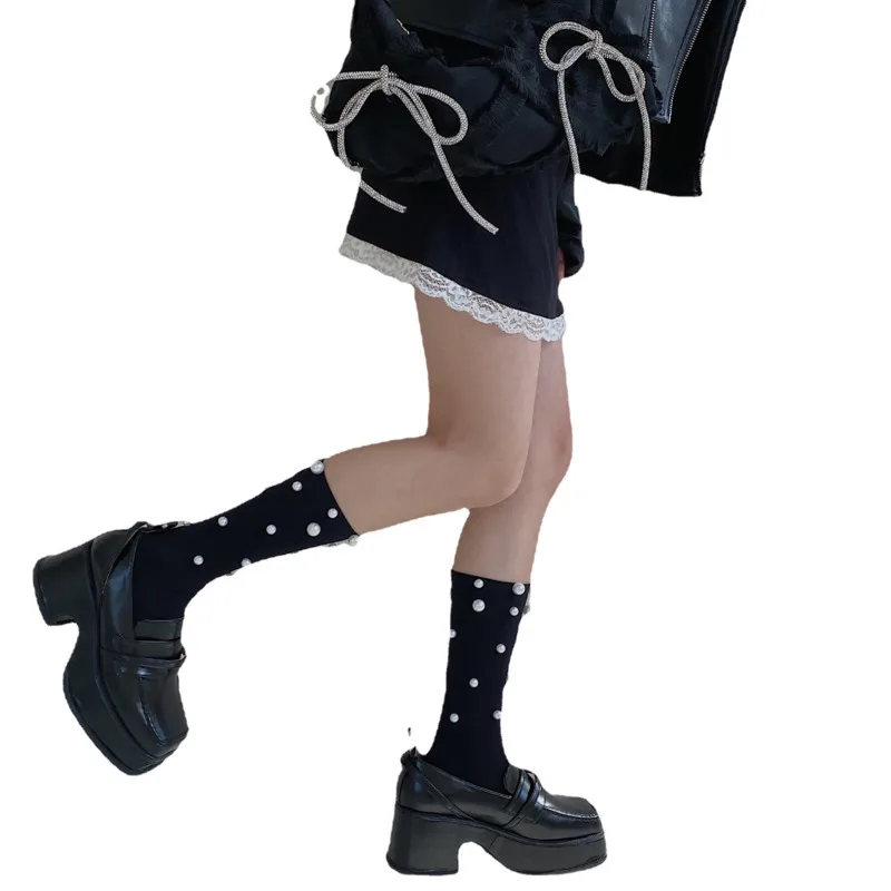 

SP&CITY Korean Sweet Girl Pearl Velvet Short Socks Women Breathable Soft Stockings Female Lolita Harajuku Art Socks Streetwear