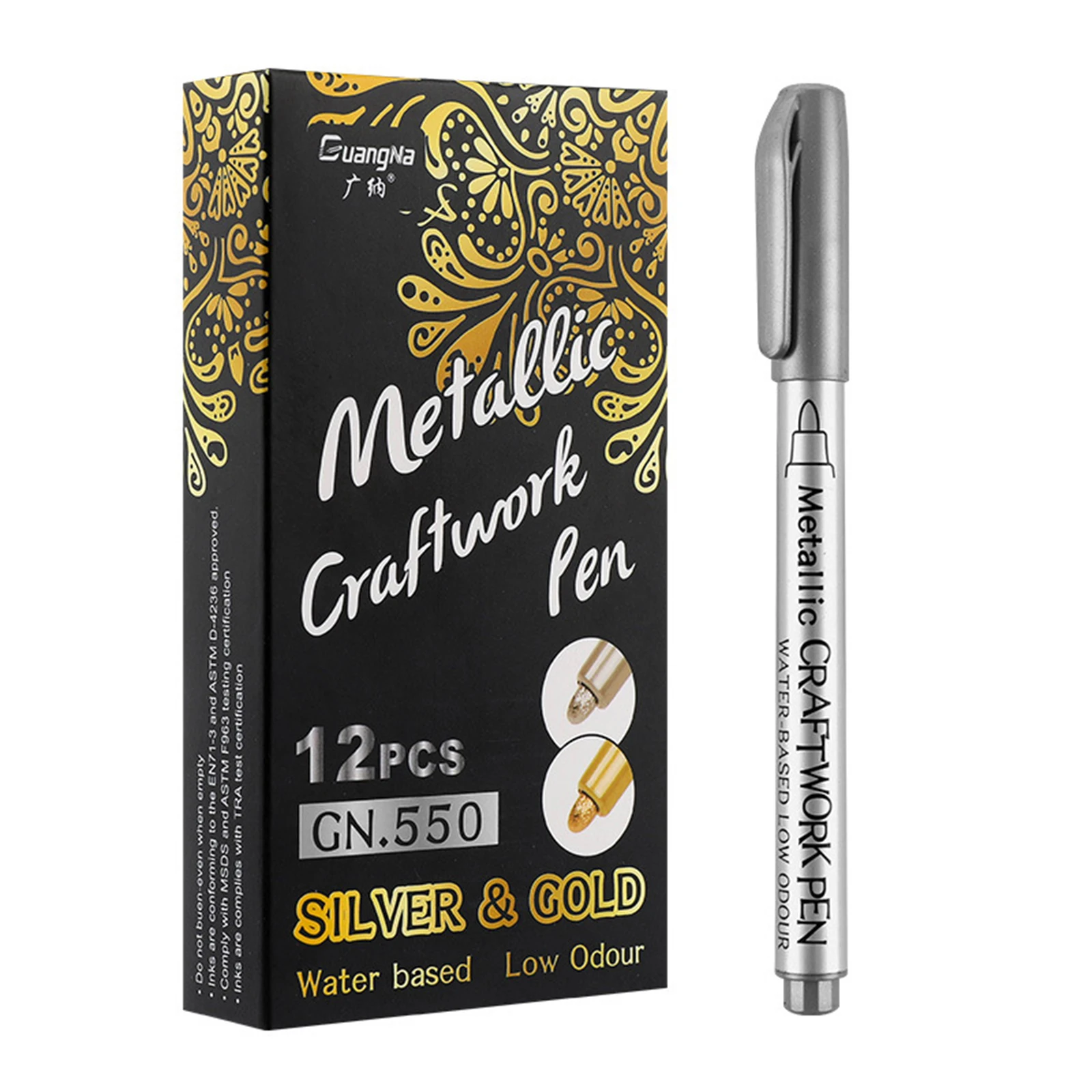 

DIY Metallic Waterproof Permanent Paint Marker Pens Gold And Silver For Drawing Students Supplies Marker Craftwork Pen