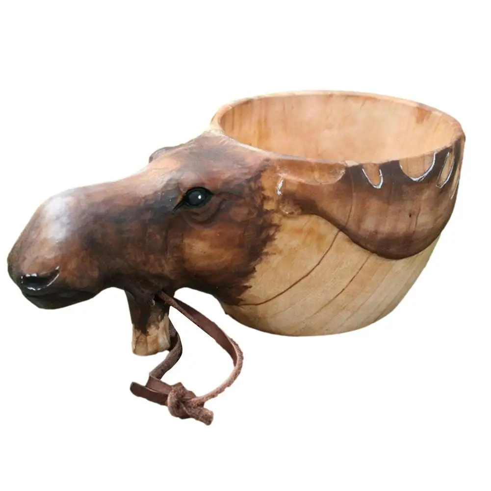 

Creative Animal Wooden Cup Tumblers Portable Camping Mug Beer Tea Coffee Milk Water Cups Kitchen Bar Drinking Mugs Drinkware