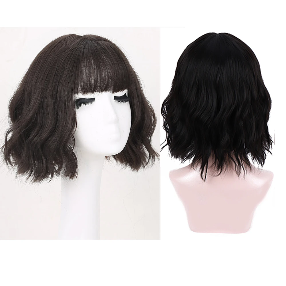 MANWEI короткие натуральные волнистые волосы синтетические парики с аккуратной