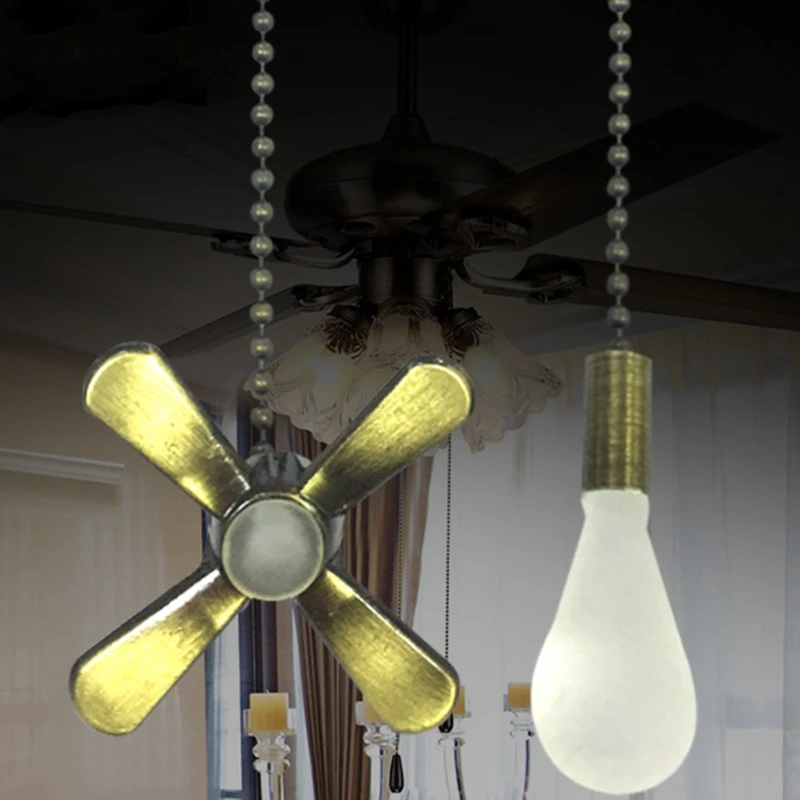 

Easy Install Decorative Light Bulb Accessories Home Styling Beaded Ball Copper Durable Practical Pendant Ceiling Fan Pull Chain
