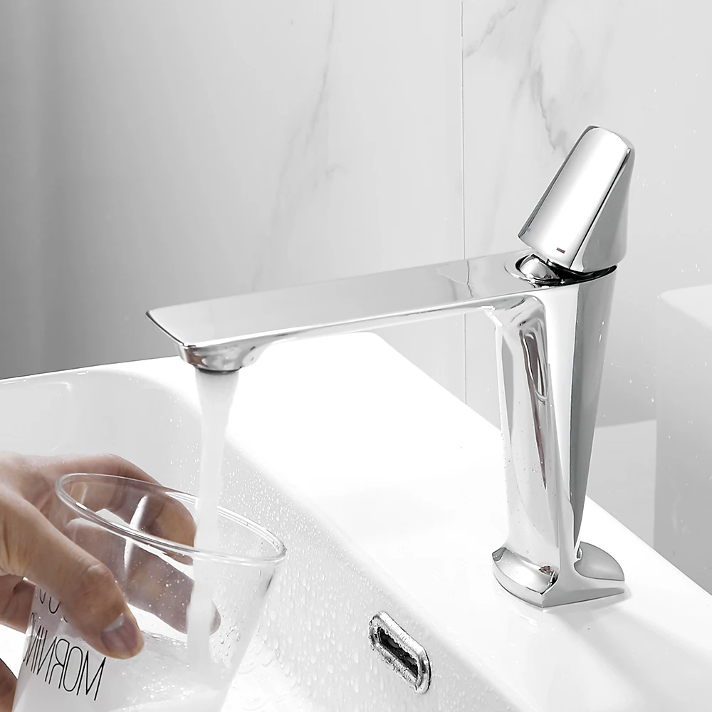 

Basin Faucets Elegant Bathroom Faucet Hot and Cold Water Basin Mixer Tap white Finish Brass Toilet Sink Water Crane 855807W