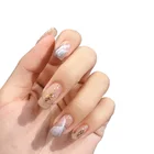 Накладные ногти 24 шт., блестящие накладные ногти с леопардовым узором, французские накладные ногти популярного цвета, накладные ногти из золотой фольги, инструменты для дизайна ногтей