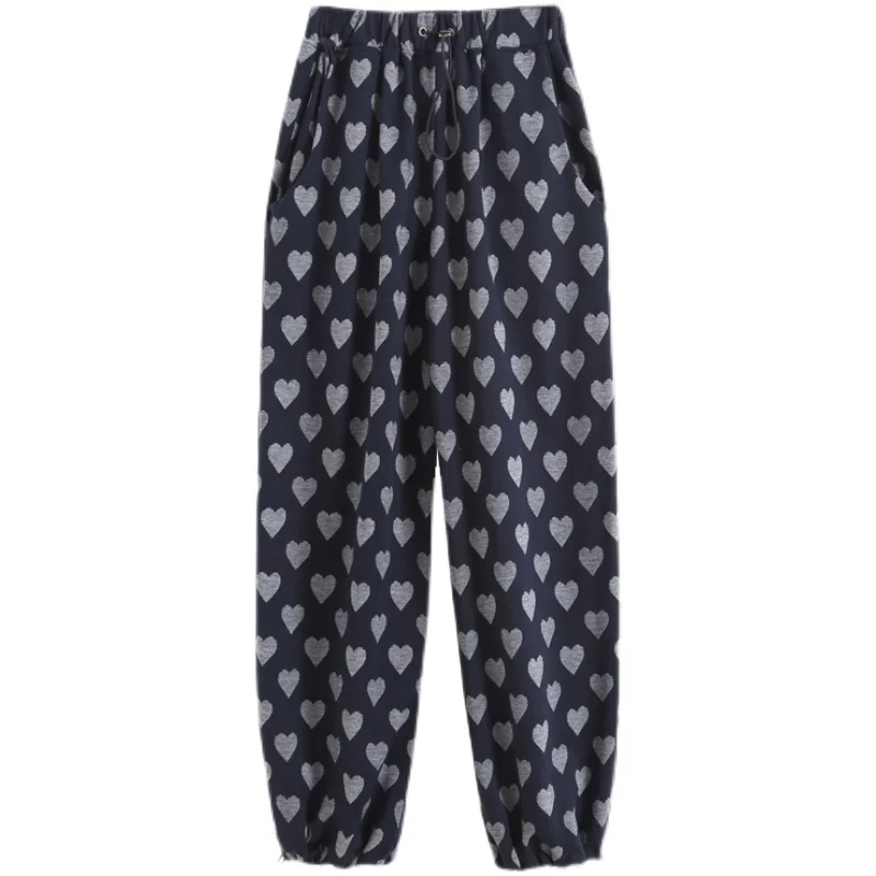 

Blogger Ins Love Pattern Ankle Banded Slacks Hot Girl Western Style All-Matching Loose Sweatpants Slimming Trousers Fashion