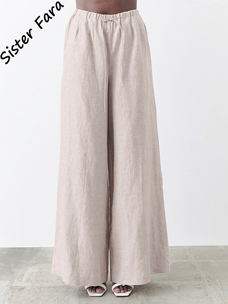 

Брюки женские с широкими штанинами, х/б, с высокой талией