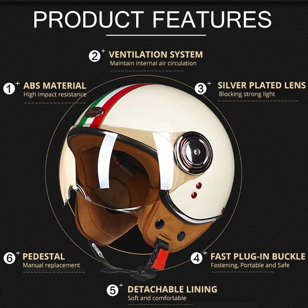 BEON мотоциклетный шлем Chopper 3/4 с открытым лицом винтажный Casque Casco Capacete для мужчин и