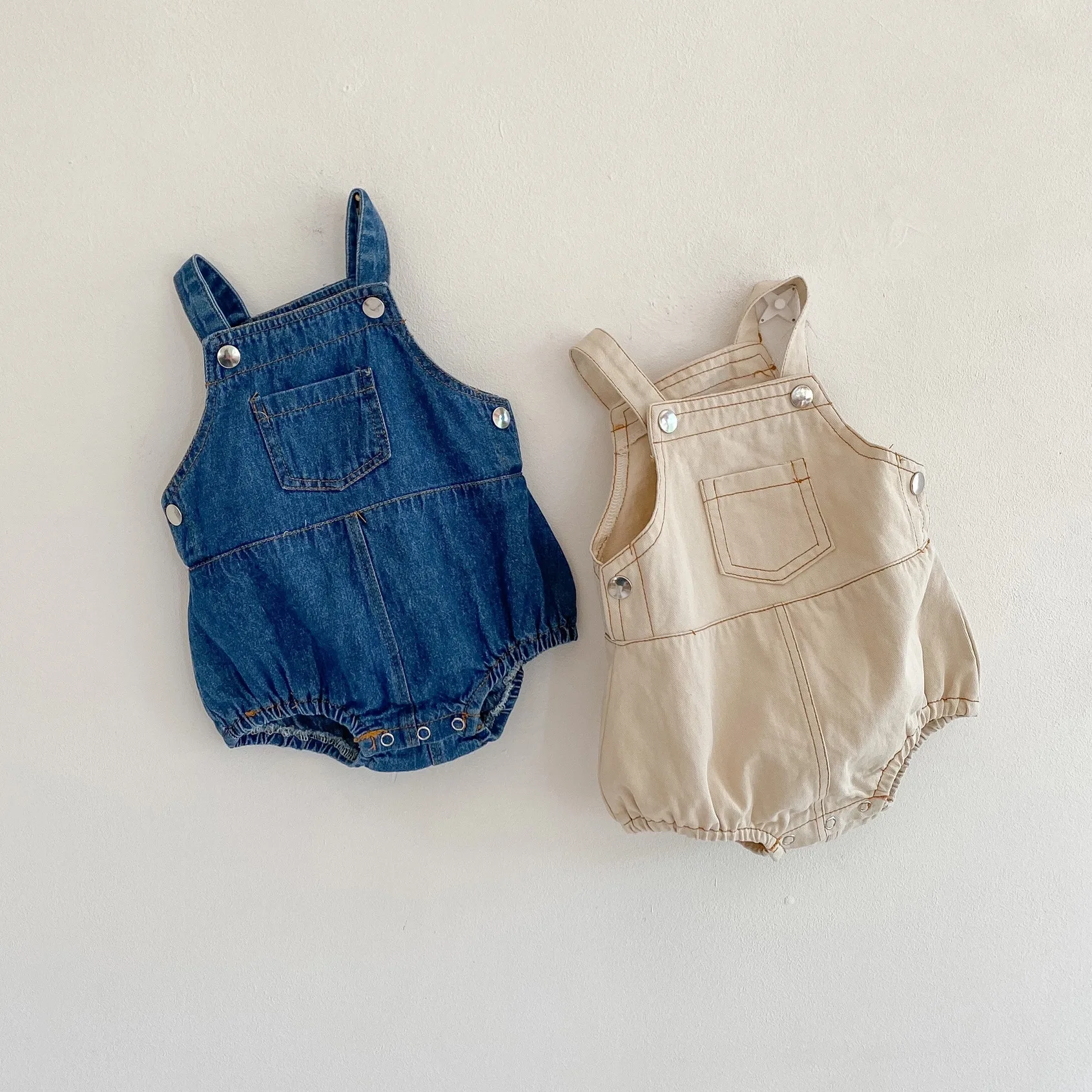 

Baby Girl Boy Unisex Solid Denim Bodysuits Romper 0-24M Newborn Infant Toddler Summer Casual Cotton Jumpsuit Overalls Sunsuit