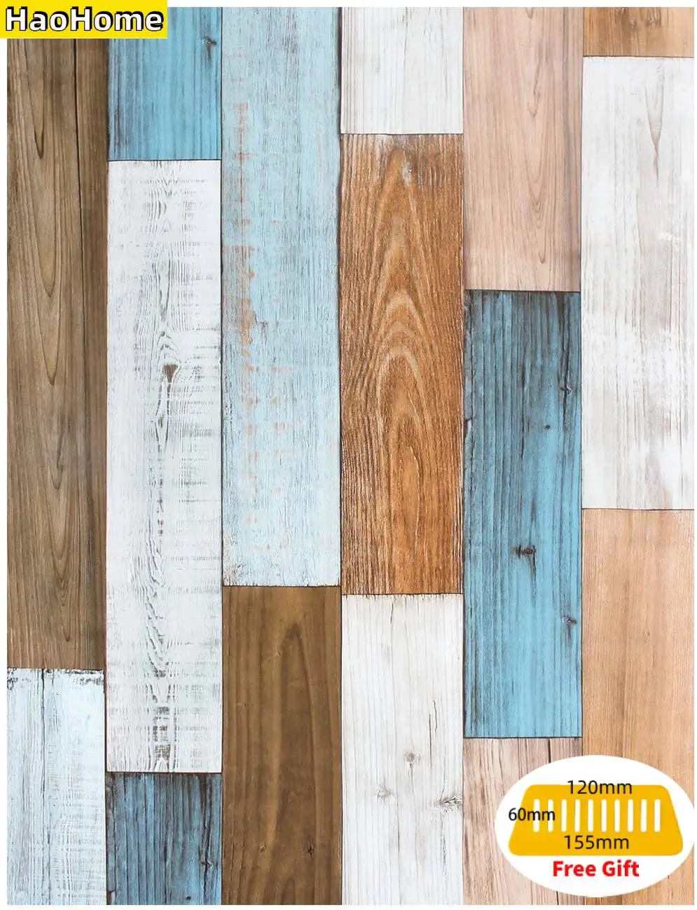 

HaoHome Shiplap Peel and Stick Wallpaper Wood Plank Removable Stickers for Furniture Decors
