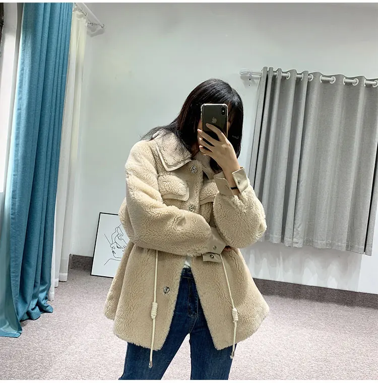 Новинка 2019 зимнее пальто средней и длинной длины для стрижки овец меховое