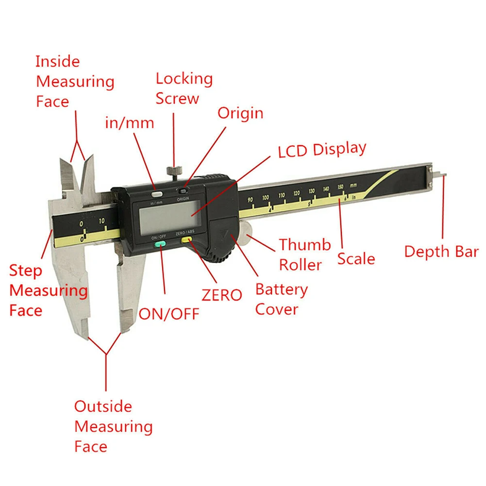 

0-200mm Stainless Steel Electronic Digital Vernier Caliper LCD Absolute Digital Digimatic Gauge Measure Quickly