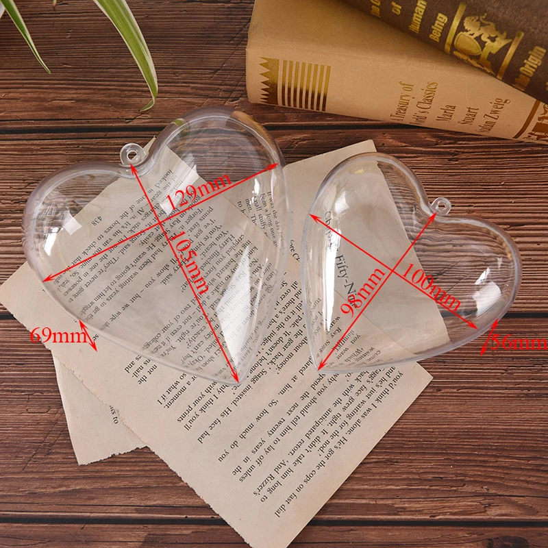 

120/100mm Heart Shaped Clear Plastic Transparent With Lid Storage Box Collection Container Case