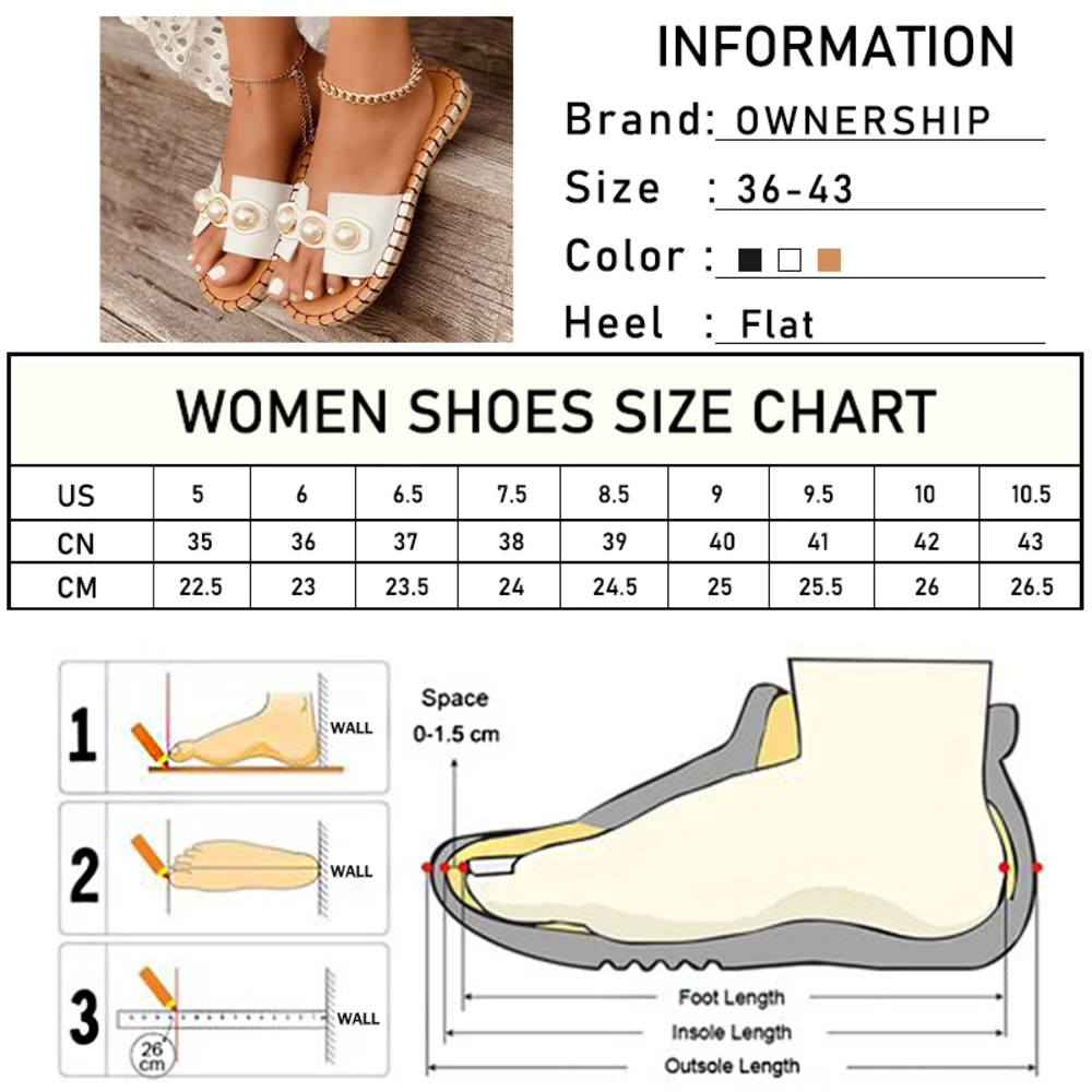 

Women Casual House Flat Beach Slippers Plus Size Woman Summer 2021 Slides Laides Bead Footwear Female Sandals Women's Shoes 2021