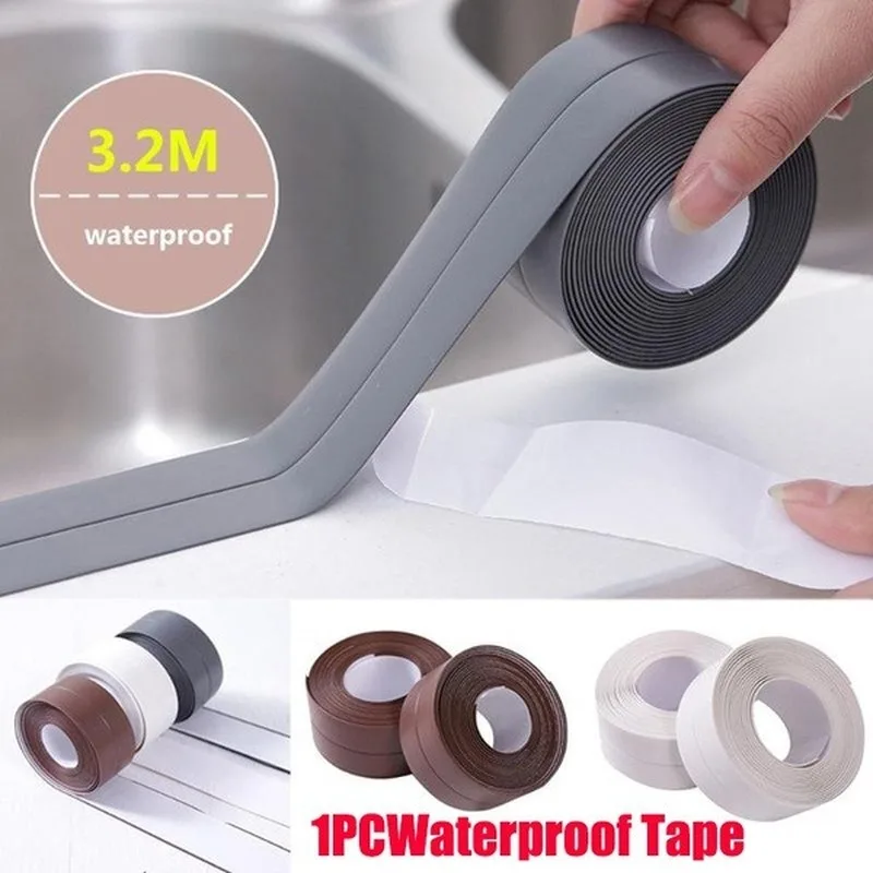 

3.2M*2.2CM Self Adhesive Kitchen Ceramic Sticker Waterproof Anti-moisture PVC Sticker Bathroom Wall Corner Line Sink Sticker
