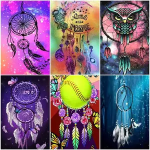 CHENISTORY Full Square/Round  Wind Chime 5D DIY Diamond Painting Diamond Embroidery Dream Catcher Picture Of Rhinestone Decor