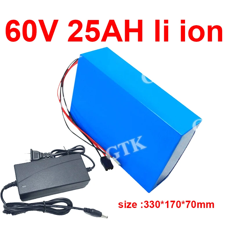 Литиевая батарея 60 в 25 Ач li-ion 18650 2400 Вт lipo для двойного скейтборда электромобиля