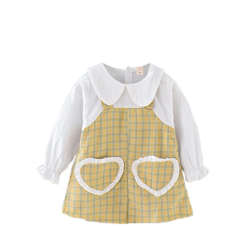 

Spring and Autumn Girls' Dresses New Children's Clothing Children's Plaid Long Sleeve Doll Collar Princess Dress Party Costume