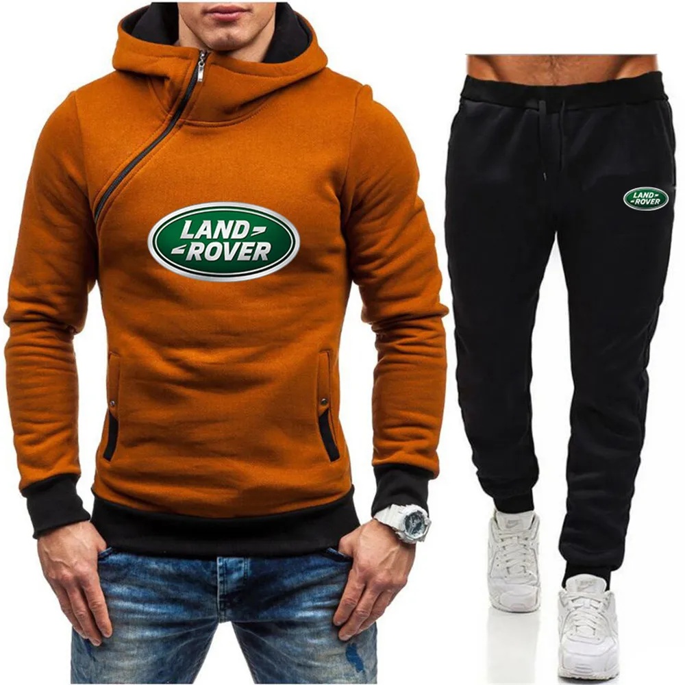 

Land Rover men's spring and autumn print oblique zipper hoodie sweater + sports trousers fashion casual two-piece suit 14
