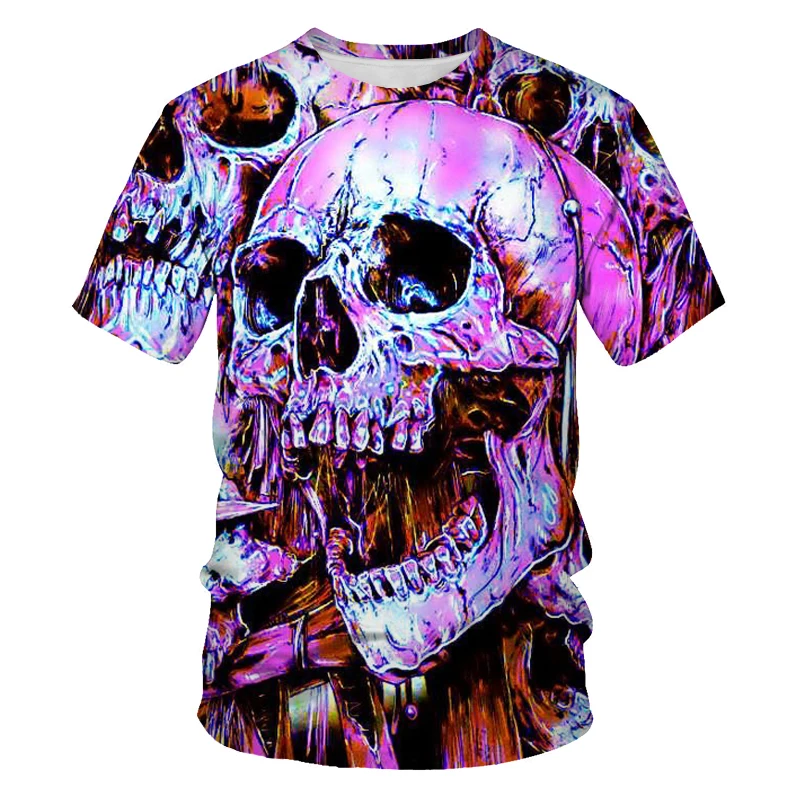 

2021 skull men's t-shirt men's horror 3DT shirt summer fashion top round neck shirt boy clothing size size clothing